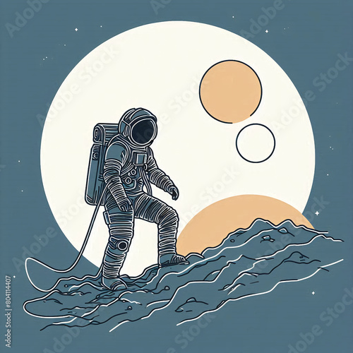 Astronaut on the background of the moon. Vector illustration. photo