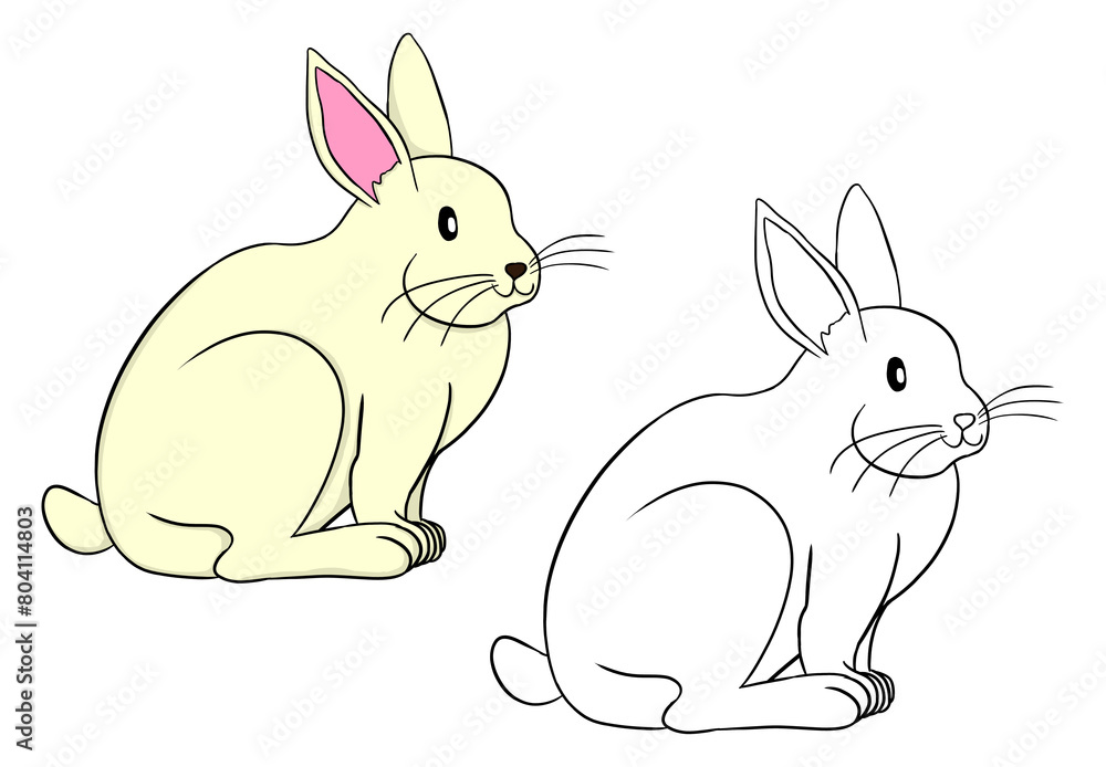Fototapeta premium Cute illustration rabbit. Perfect for artwork, t-shirts, cards, prints, picture books, coloring books, wallpaper, prints, etc.