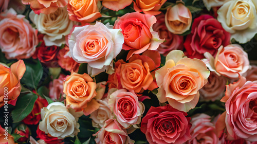Bouquet of beautiful roses closeup