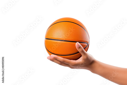 Hands holding a basket ball isolated on white background PNG © JetHuynh