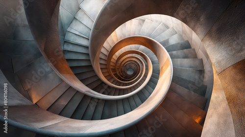 abstract illustration of spiral staircase, expressionism, 