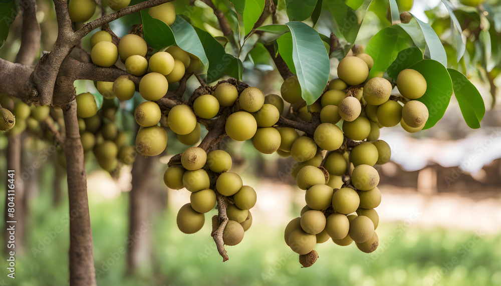 Longan bunch on longan tree,Longan orchards in Lamphun,Thailand.