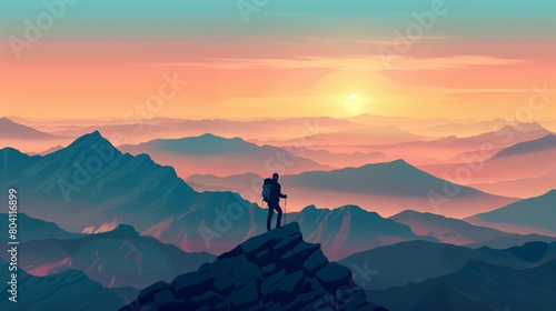 Adventurous Spirit  Hiker Embracing Mountain Serenity 