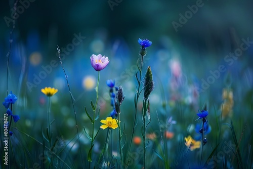 Tranquil Wildflower Evening: Nature's Calm Postcard Scene