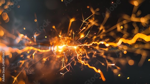 macro shot of electrical sparks against a black background photo