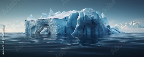 The iceberg is surrounded by water.