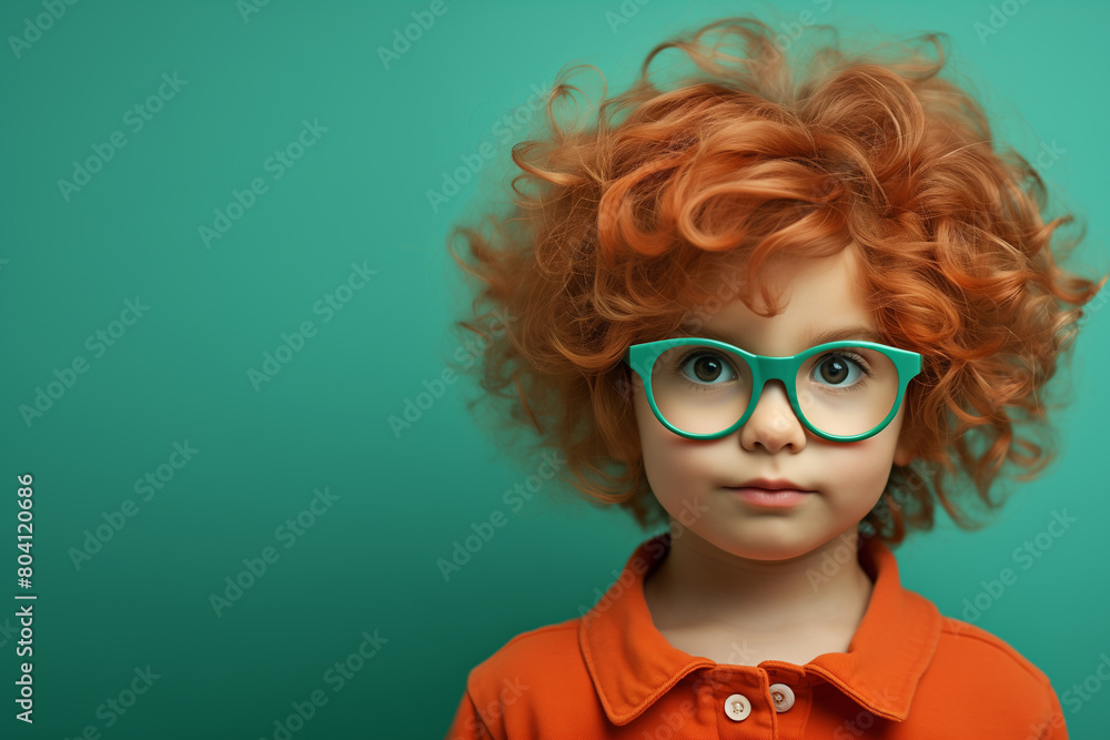 beautiful kid with solid color background. hair. lifestyle