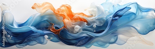 Explosions of tangerine and blue liquid paint in water.
