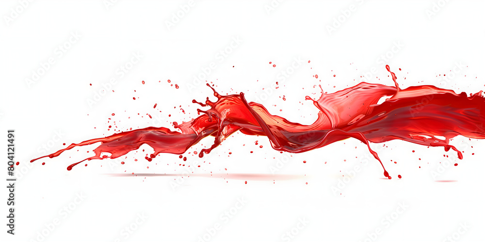 Fototapeta premium Red liquid splashing on a white background