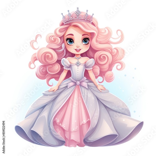 Little Girl in Princess Dress With Pink Hair