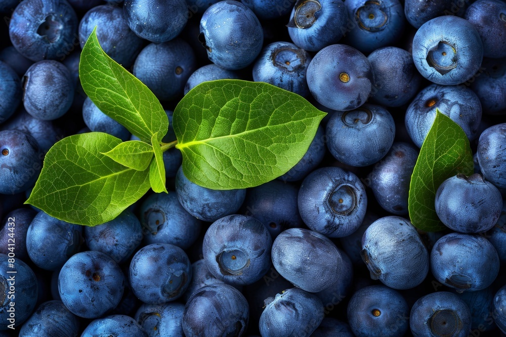 Fototapeta premium A bunch of ripe blueberries on a white, close-up. Isolated.. Beautiful simple AI generated image in 4K, unique.