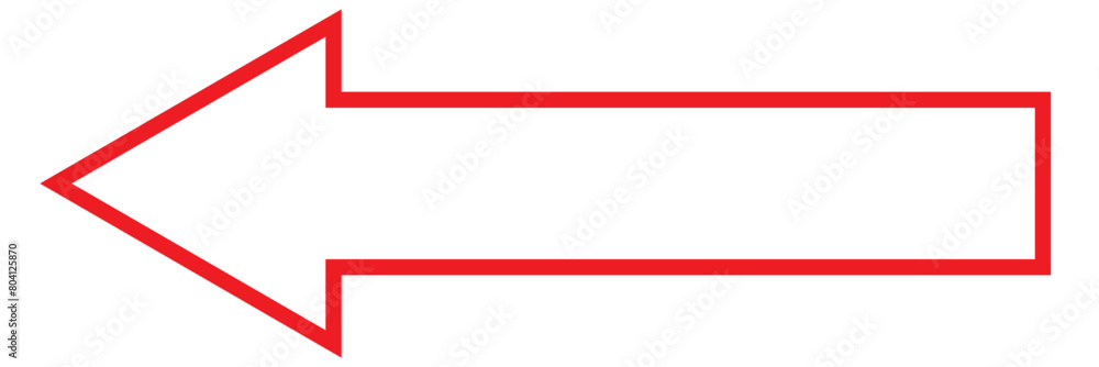 Red arrow icon. Straight long left vector arrow icon Red arrow icon. Straight long left vector arrow icon