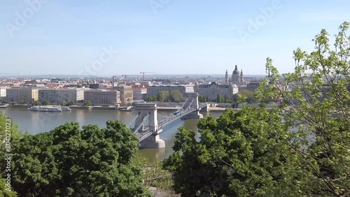 Budapest, Ungarn, Kettenbrücke von obenm, panorama