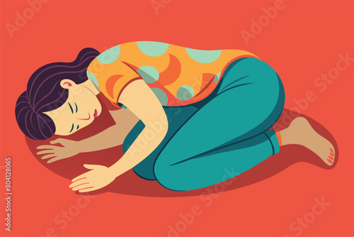 Person in a curled-up position seeking solace, vector cartoon illustration.