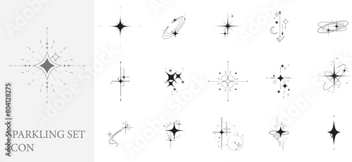 Sparking Symbol icon. Twinkling stars. Glowing light effect star. Sparkles, Shining burst.