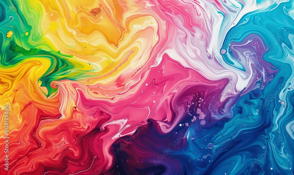 Abstract marbled acrylic paint ink painted waves painting texture colorful background banner - Bold colors, rainbow color swirls wave Abstract marbled acrylic paint ink painted waves painting texture colorful background banner - Bold colors, rainbow color swirls wave