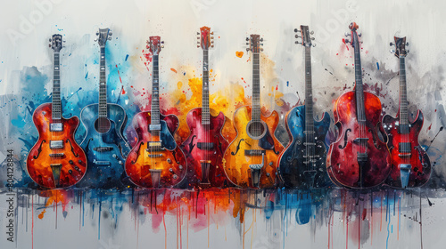 Different colorful guitars, world music day photo