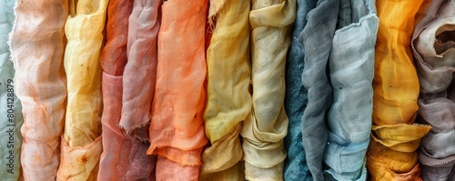 Textures of fabrics dyed with natural dyes