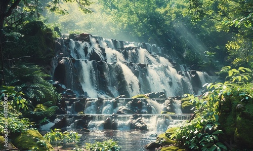 waterfall in summer