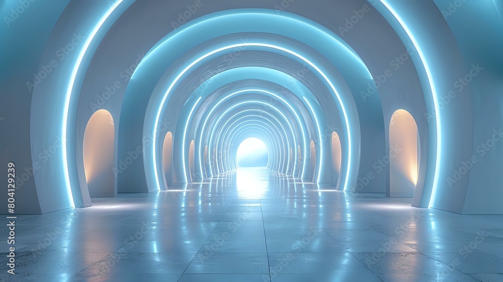 A Glimpse into the Future: Futuristic Corridor with Soft Light A Glimpse into the Future: Futuristic Corridor with Soft Light