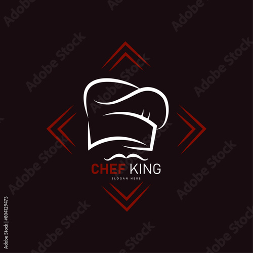Chef king food logo  flat vector logo design.