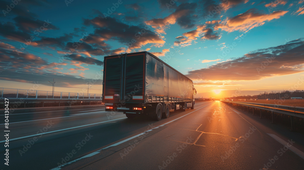 Truck on Sunset Horizon Truck on Sunset Horizon
