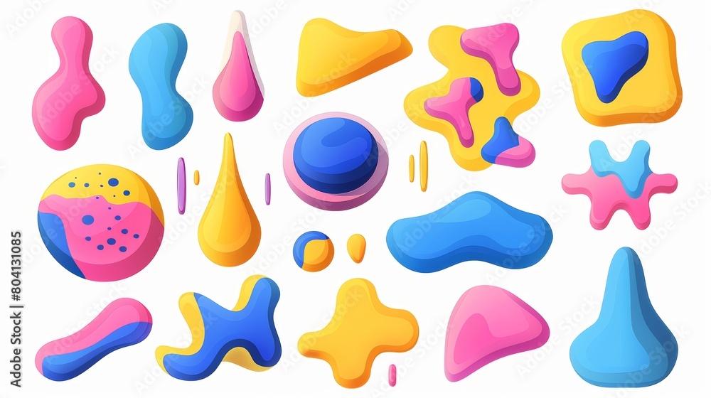 3D liquid kid shapes - modern illustration set of childish doodle abstract elements. Geometric organic funky fluid or slime forms for the design of children's events. 3D liquid kid shapes - modern illustration set of childish doodle abstract elements. Geometric organic funky fluid or slime forms for the design of children's events.