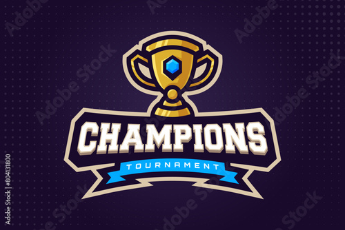 Champions League E-sports or Sports Logo for Tournament and Championship