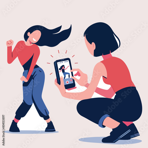 illustration of a woman creating social media content with a smartphone