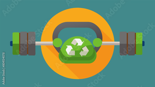 A handheld workout device made from recycled steel promoting a circular economy and reducing the need for new materials.. Vector illustration