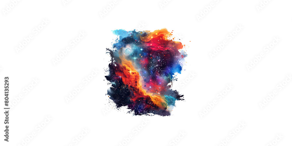 An enchanting watercolor illustration of the Siuteur Nebula, showcasing its vibrant colors and intricate details on a white background An enchanting watercolor illustration of the Siuteur Nebula, showcasing its vibrant colors and intricate details on a white background