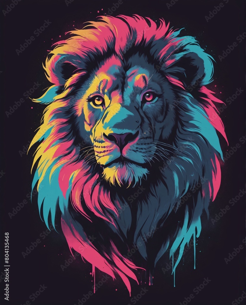 Lion in the neon color