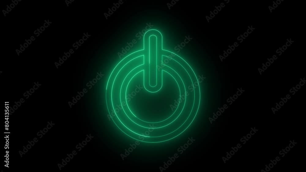 Neon power sign animation. Animated icon on a black background. Neon power sign animation. Animated icon on a black background.