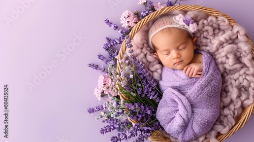 Newborn Baby Nestled in Bas...