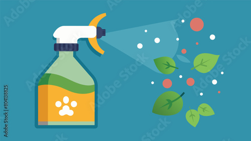 An enzyme spray that breaks down and neutralizes pet waste odors while also promoting biodegradation of the waste.. Vector illustration