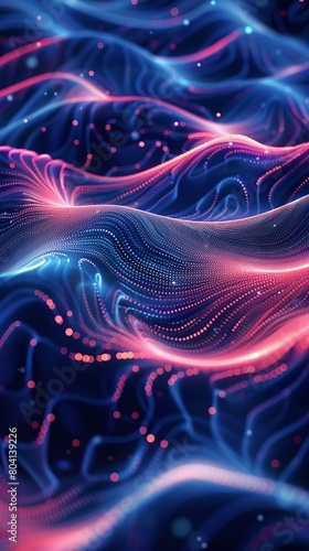 Wallpaper Mural Abstract and futuristic vertical background. A blue and pink wave with a lot of dots. Torontodigital.ca