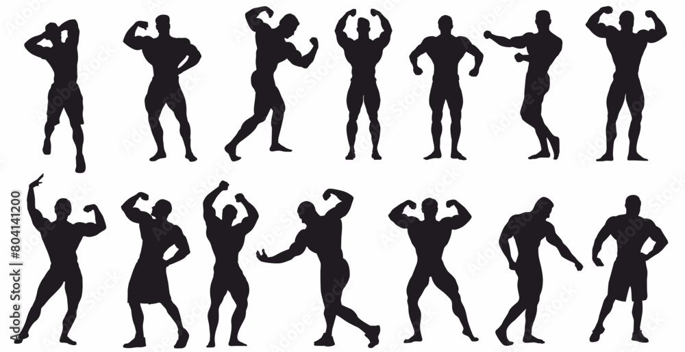 Group of body builder with different pose on white background. Group of body builder with different pose on white background.