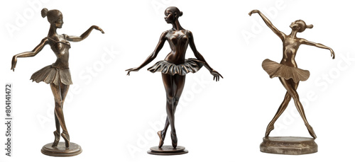 A bronze ballerina on a base, transparent or isolated on a white background photo