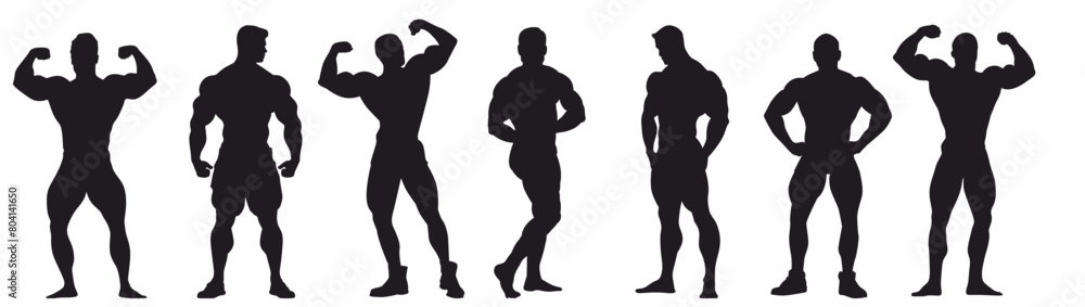 Silhouette of bodybuilder athlete.
Different bodybuilding pose vector Silhouette of bodybuilder athlete.
Different bodybuilding pose vector