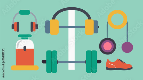 Specialized tactile markers on gym equipment for individuals with hearing impairments allowing them to follow along with workouts.. Vector illustration