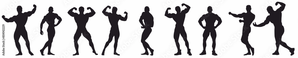Group of body builder with different pose on white background. Group of body builder with different pose on white background.