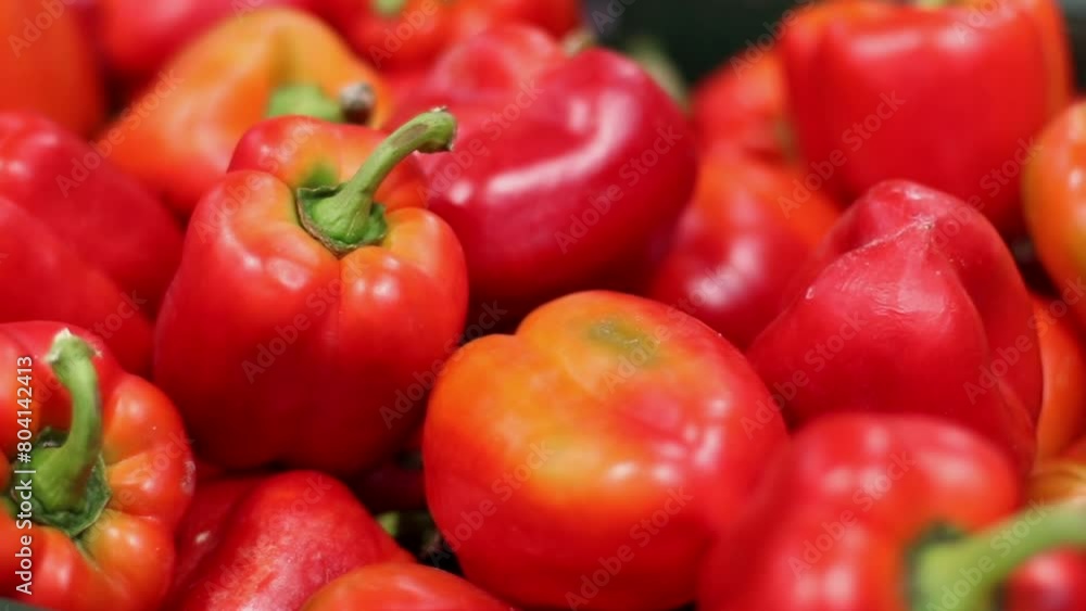 Healthy eating concept. Many Red Pepper at Supermarket. Sale in Fruit and Vegetables Store Department. Healthy eating concept. Many Red Pepper at Supermarket. Sale in Fruit and Vegetables Store Department.