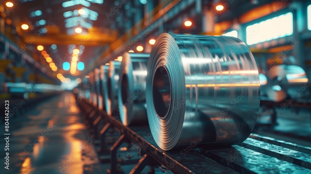 Rolls of Sheet Metal in a Factory Rolls of Sheet Metal in a Factory