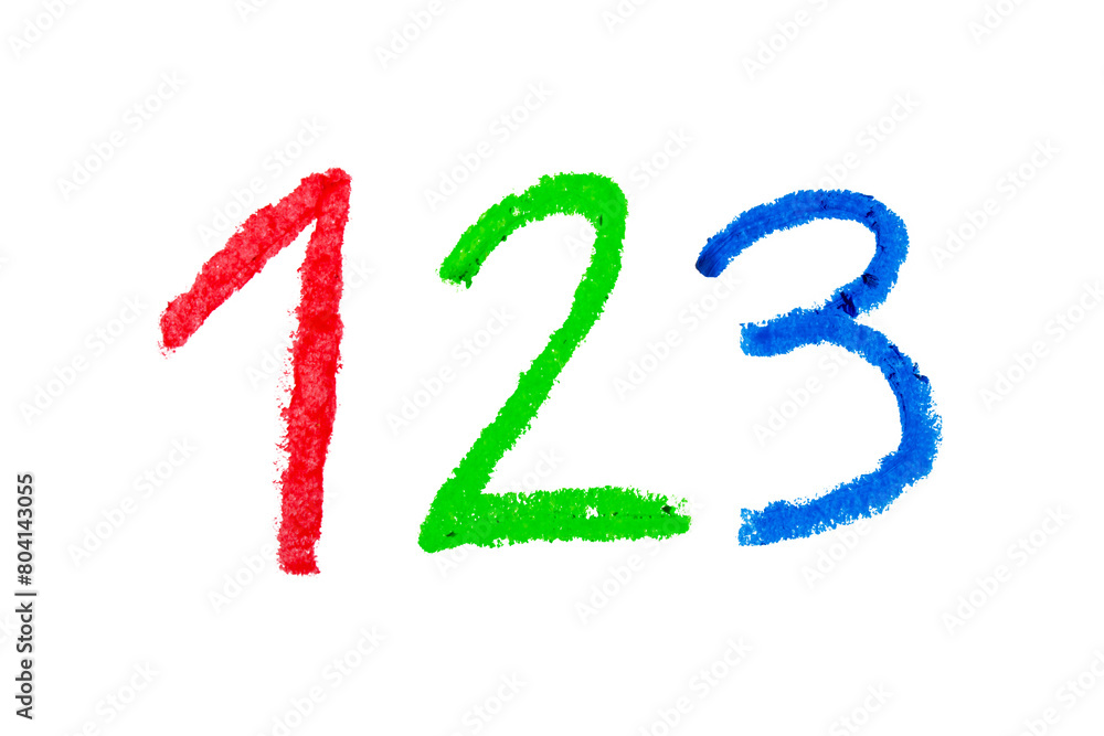 Hand drawn colorful number 1 2 3 isolated on transparent background Hand drawn colorful number 1 2 3 isolated on transparent background