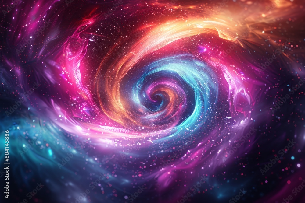 Abstract 3D light background resembling a neon galaxy with vibrant colors and swirling patterns. Abstract 3D light background resembling a neon galaxy with vibrant colors and swirling patterns.
