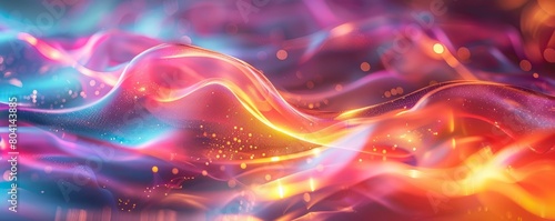 Abstract 3D light background showcasing a vivid spectrum of colors that blend and merge seamlessly.