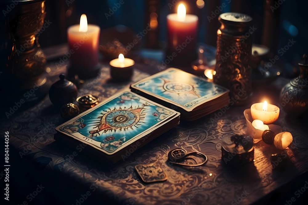 tarot cards and candles