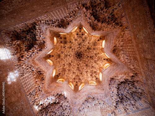 Obraz na plátně plafond de la salle des deux sœurs, palais des lions, palais des Nasrides, Alham