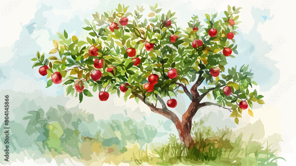 Apfelbaum Apfel Obst Garten Wasserfarben Illustration Vektor
