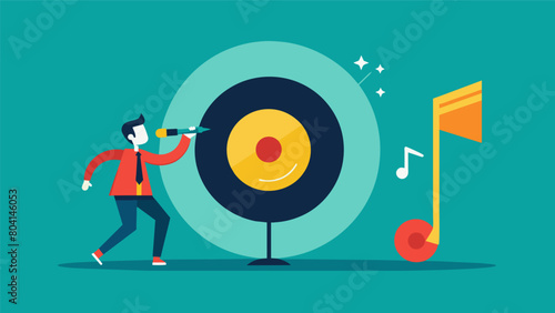 The sound of a song being flipped to the Bside on a record signaled the start of another karaoke performance as a new singer stepped up to the mic. Vector illustration